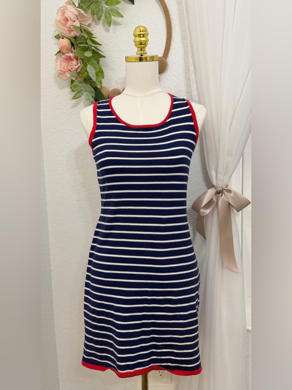 NEW Sail To Sable $228 Striped Tank Dress Blue & White Nautical Size XS